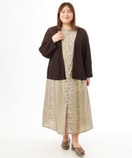 OLCFD06089 eur3(エウルキューブ) 【大きいサイズ】鹿の子8分袖カーディガン ダークグレー