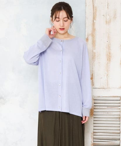 OLCFD10089 eur3 【WEB先行販売】【大きいサイズ】クルーネックラメカーディガン