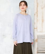 OLCFD10089 eur3(エウルキューブ) 【WEB先行販売】【大きいサイズ】クルーネックラメカーディガン ライトブルー