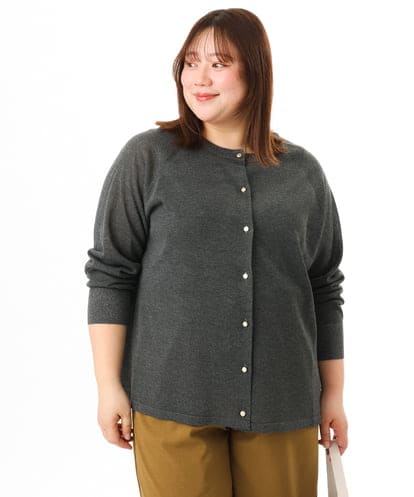 OLCFD10089 eur3 【WEB先行販売】【大きいサイズ】クルーネックラメカーディガン