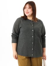 OLCFD10089 eur3(エウルキューブ) 【WEB先行販売】【大きいサイズ】クルーネックラメカーディガン ダークグレー