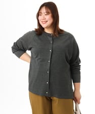 OLCFD10089 eur3(エウルキューブ) 【WEB先行販売】【大きいサイズ】クルーネックラメカーディガン ダークグレー