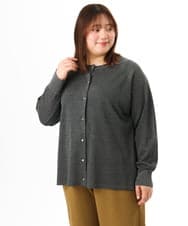 OLCFD10089 eur3(エウルキューブ) 【WEB先行販売】【大きいサイズ】クルーネックラメカーディガン ダークグレー
