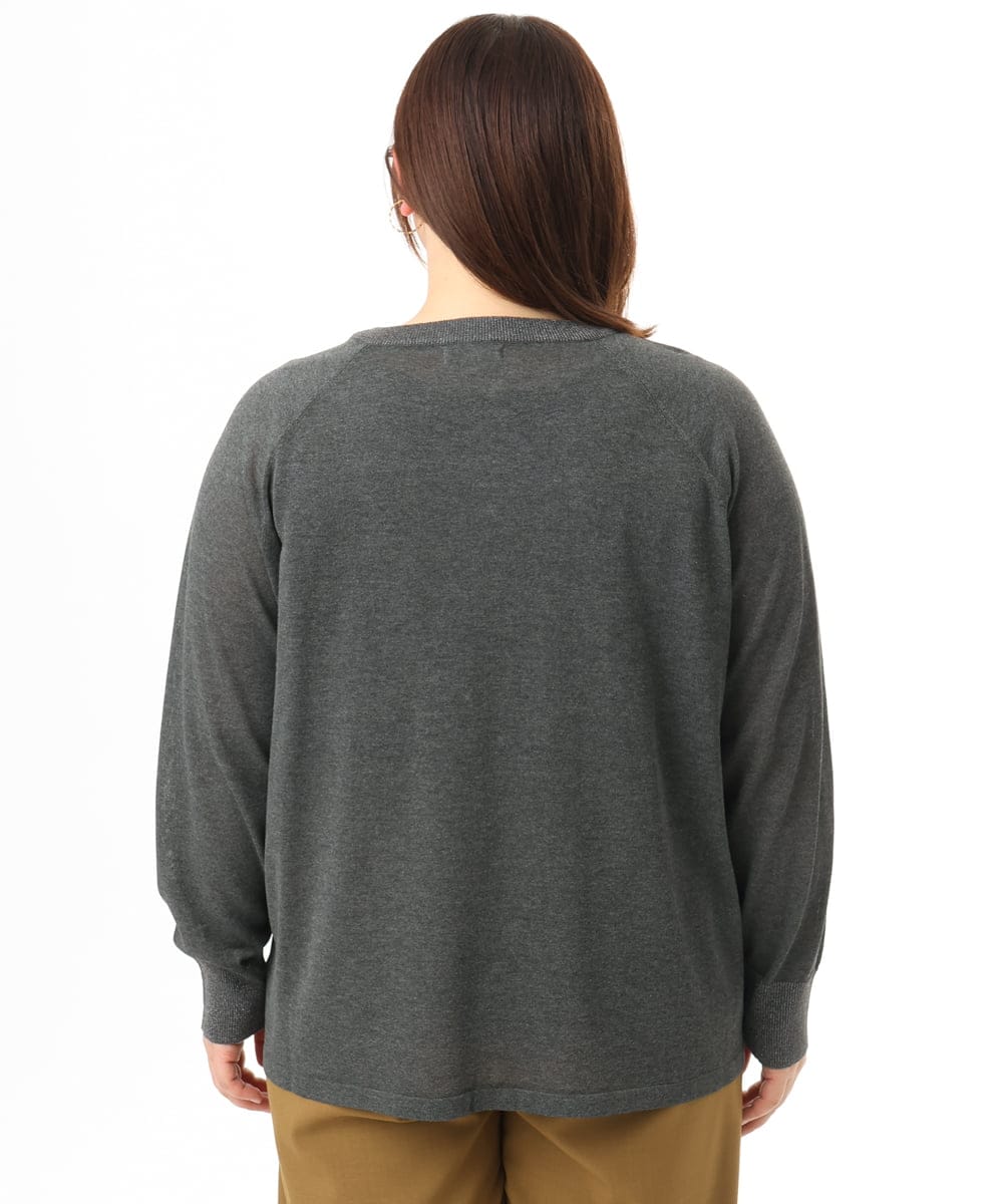 OLCFD10089 eur3(エウルキューブ) 【WEB先行販売】【大きいサイズ】クルーネックラメカーディガン ダークグレー