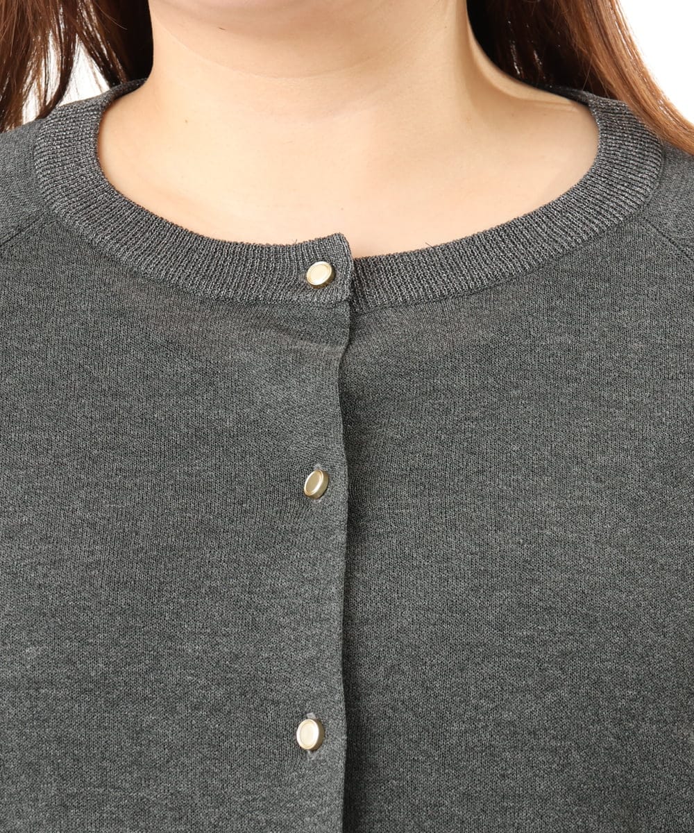 OLCFD10089 eur3(エウルキューブ) 【WEB先行販売】【大きいサイズ】クルーネックラメカーディガン ダークグレー