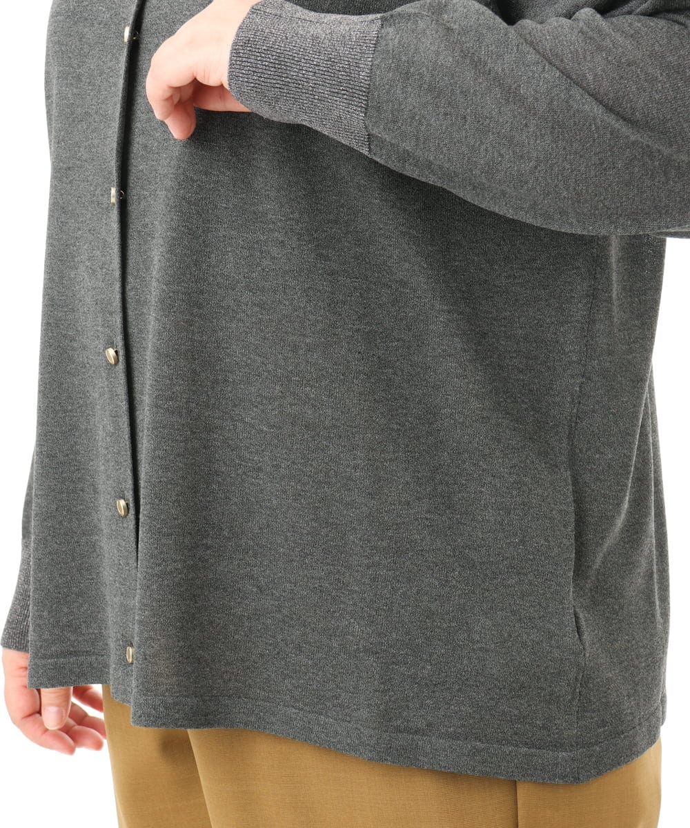 OLCFD10089 eur3(エウルキューブ) 【WEB先行販売】【大きいサイズ】クルーネックラメカーディガン ダークグレー