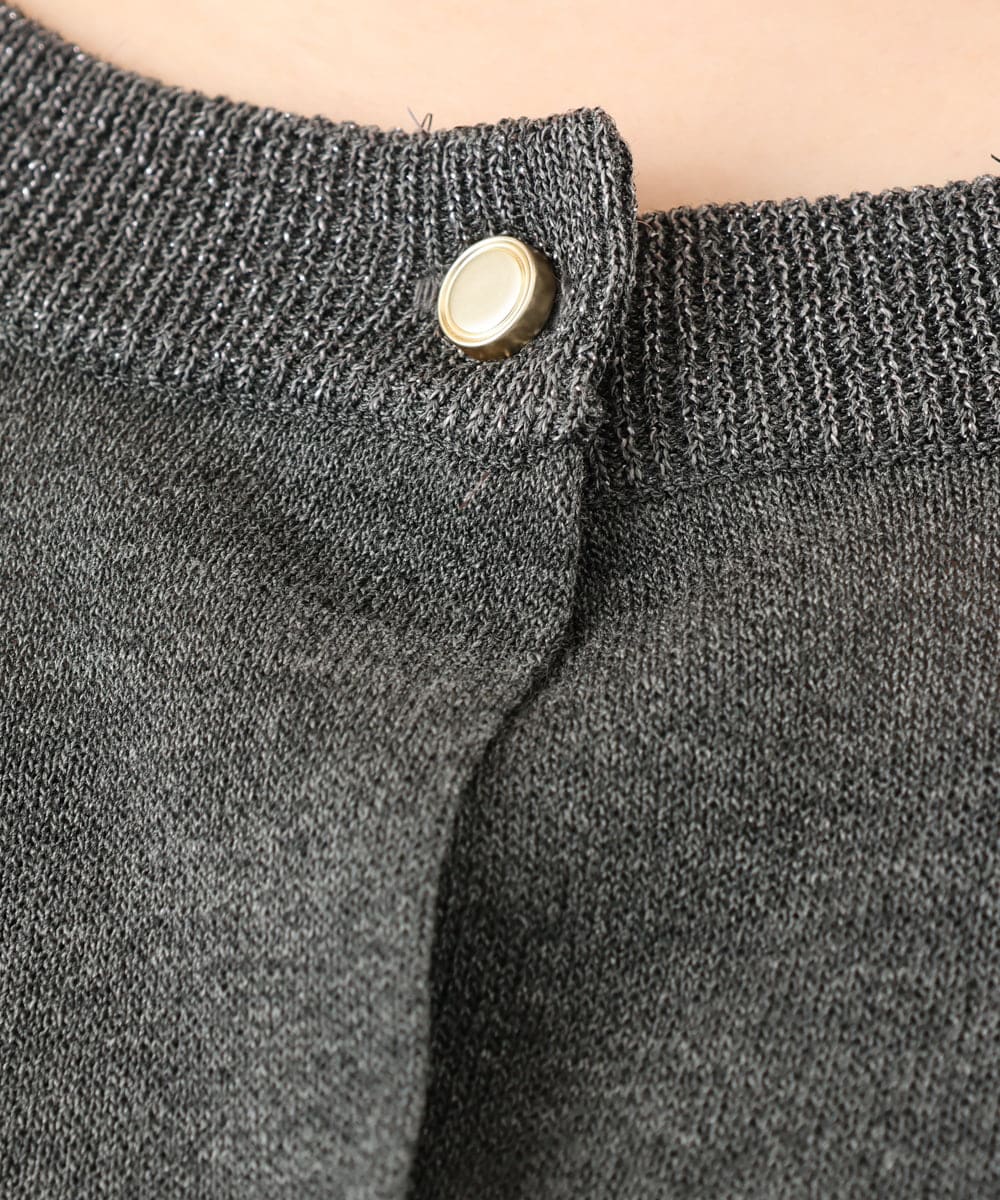 OLCFD10089 eur3(エウルキューブ) 【WEB先行販売】【大きいサイズ】クルーネックラメカーディガン ダークグレー