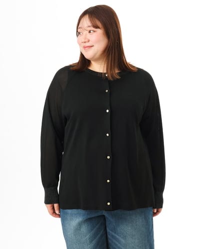 OLCFD10089 eur3 【WEB先行販売】【大きいサイズ】クルーネックラメカーディガン