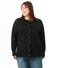 OLCFD10089 eur3(エウルキューブ) 【WEB先行販売】【大きいサイズ】クルーネックラメカーディガン ブラック