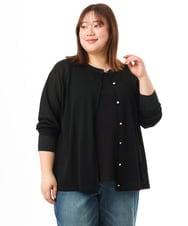 OLCFD10089 eur3(エウルキューブ) 【WEB先行販売】【大きいサイズ】クルーネックラメカーディガン ブラック