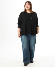 OLCFD10089 eur3(エウルキューブ) 【WEB先行販売】【大きいサイズ】クルーネックラメカーディガン ブラック