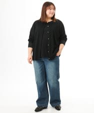 OLCFD10089 eur3(エウルキューブ) 【WEB先行販売】【大きいサイズ】クルーネックラメカーディガン ブラック