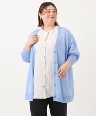 OLCGA20099 eur3(エウルキューブ) 【大きいサイズ/接触冷感】洗えるVネックカーディガン ライトブルー(50)