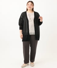 OLCGA20099 eur3(エウルキューブ) 【大きいサイズ/接触冷感】洗えるVネックカーディガン ブラック(94)