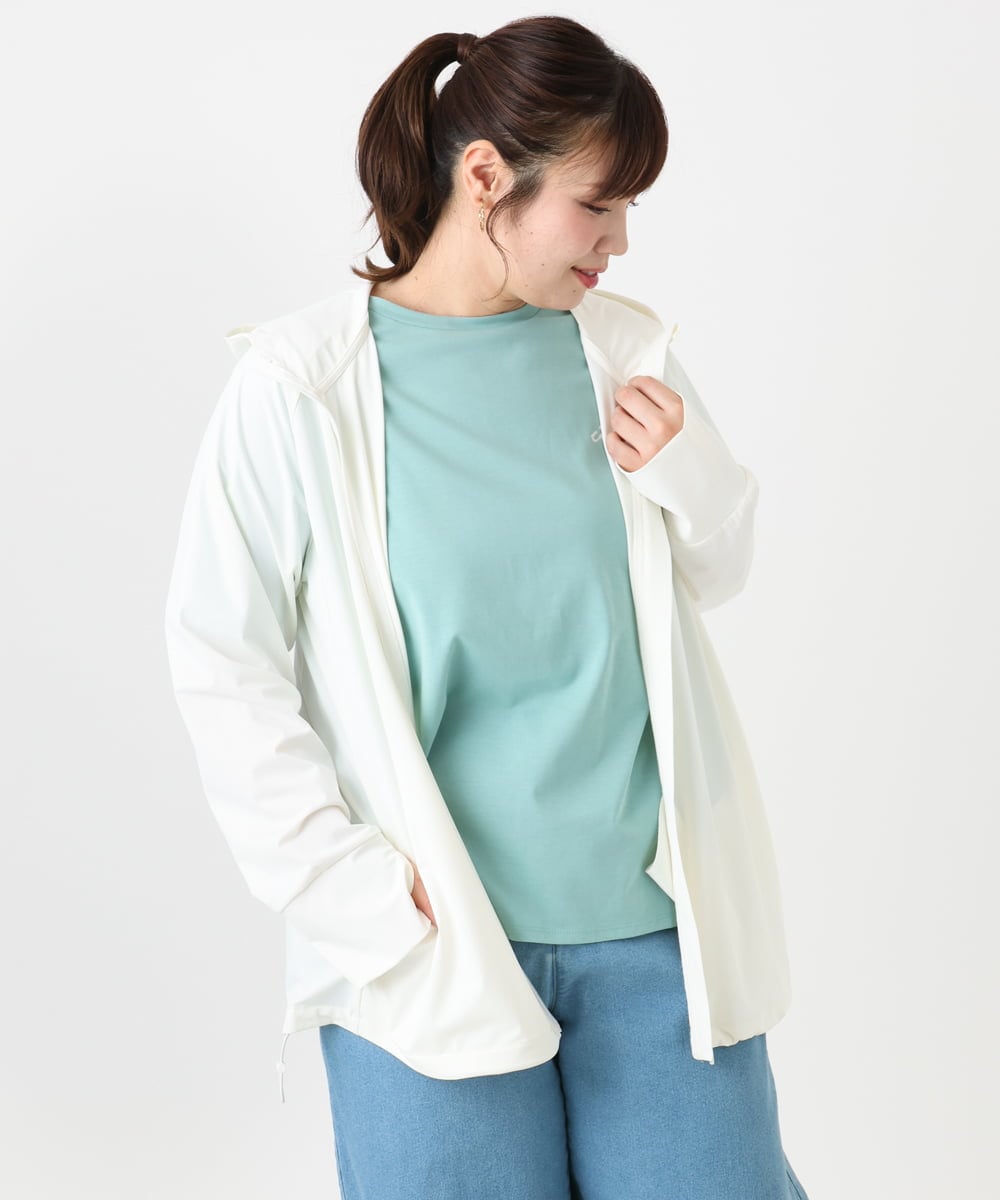 OLCGA21099 eur3(エウルキューブ) 【WEB先行販売】【大きいサイズ/機能素材アイテム】接触冷感ラッシュガード ホワイト(90)