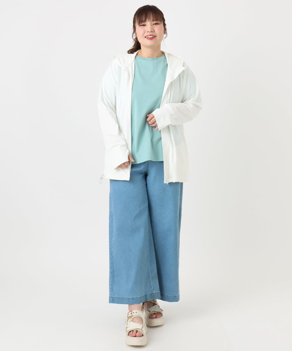 OLCGA21099 eur3(エウルキューブ) 【WEB先行販売】【大きいサイズ/機能素材アイテム】接触冷感ラッシュガード ホワイト(90)