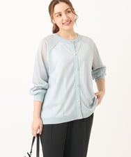 OLCGA22089 eur3(エウルキューブ) 【大きいサイズ/2WAY】ラメシアーカーディガン ライトブルー(50)