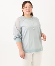 OLCGA22089 eur3(エウルキューブ) 【大きいサイズ/2WAY】ラメシアーカーディガン ライトブルー(50)