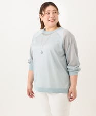 OLCGA22089 eur3(エウルキューブ) 【大きいサイズ/2WAY】ラメシアーカーディガン ライトブルー(50)