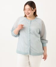 OLCGA22089 eur3(エウルキューブ) 【大きいサイズ/2WAY】ラメシアーカーディガン ライトブルー(50)