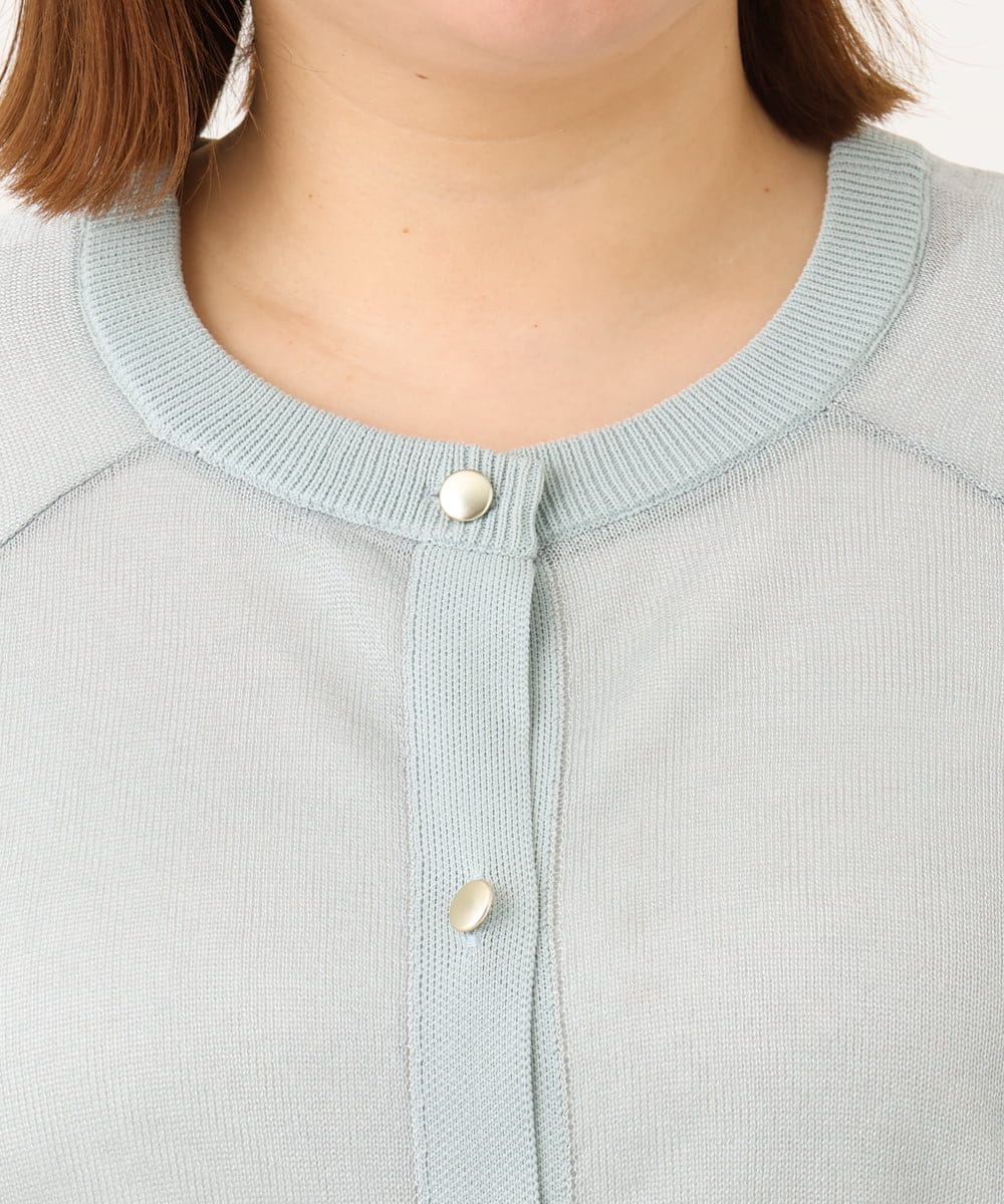 OLCGA22089 eur3(エウルキューブ) 【大きいサイズ/2WAY】ラメシアーカーディガン ライトブルー(50)