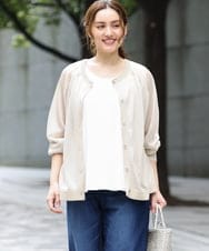 OLCGA22089 eur3(エウルキューブ) 【大きいサイズ/2WAY】ラメシアーカーディガン ベージュ(82)