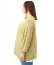 OLCGD07099 eur3(エウルキューブ) 【WEB先行販売】【大きいサイズ/接触冷感】Vネックシア―カーディガン ライトグリーン