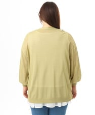 OLCGD07099 eur3(エウルキューブ) 【WEB先行販売】【大きいサイズ/接触冷感】Vネックシア―カーディガン ライトグリーン