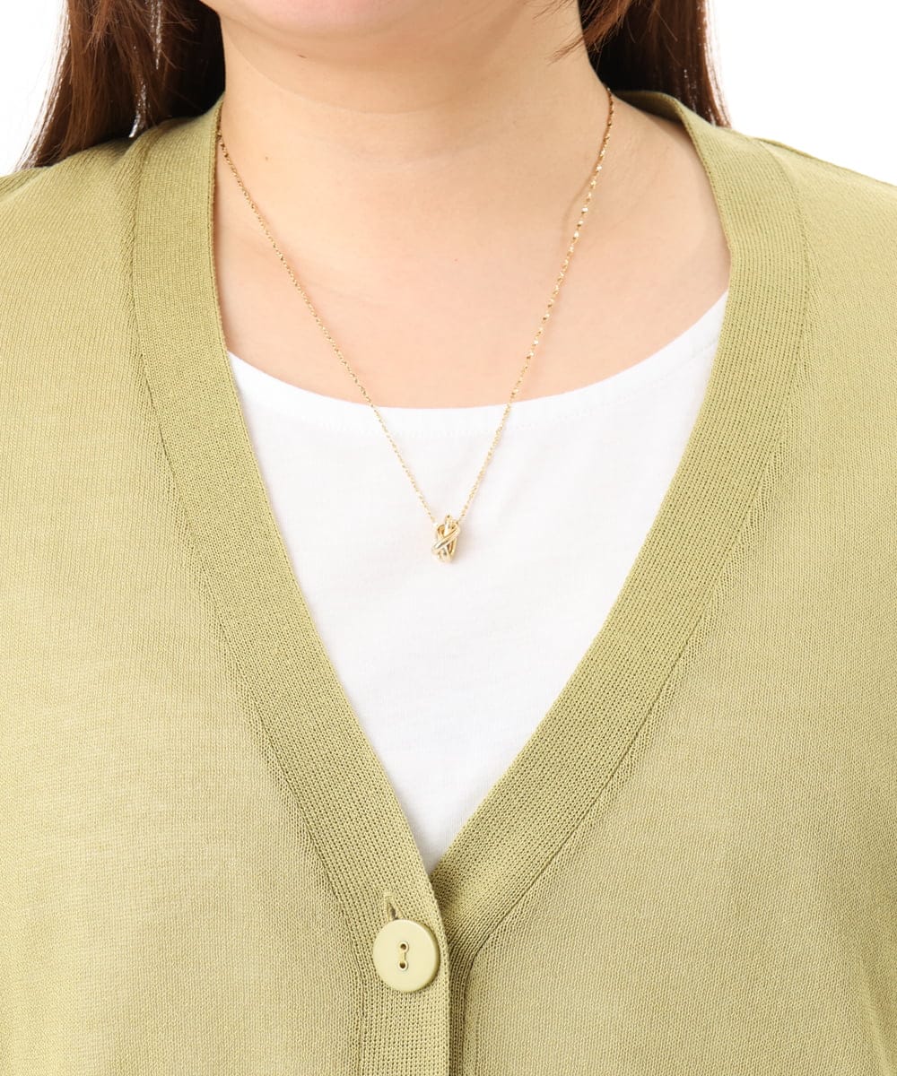 OLCGD07099 eur3(エウルキューブ) 【WEB先行販売】【大きいサイズ/接触冷感】Vネックシア―カーディガン ライトグリーン