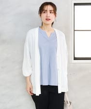 OLCGD07099 eur3(エウルキューブ) 【WEB先行販売】【大きいサイズ/接触冷感】Vネックシア―カーディガン ホワイト