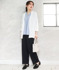 OLCGD07099 eur3(エウルキューブ) 【WEB先行販売】【大きいサイズ/接触冷感】Vネックシア―カーディガン ホワイト