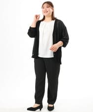 OLCGD07099 eur3(エウルキューブ) 【WEB先行販売】【大きいサイズ/接触冷感】Vネックシア―カーディガン ブラック