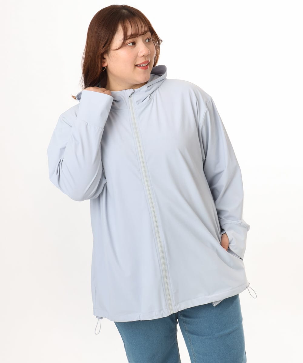 OLCGD08099 eur3(エウルキューブ) 【WEB先行販売】【大きいサイズ/機能素材アイテム】接触冷感ラッシュガード ライトブルー