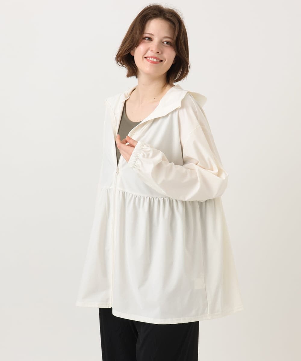 OLCGD09119 eur3(エウルキューブ) 【WEB先行販売】【大きいサイズ/機能素材アイテム】接触冷感フレアラッシュガード アイボリー