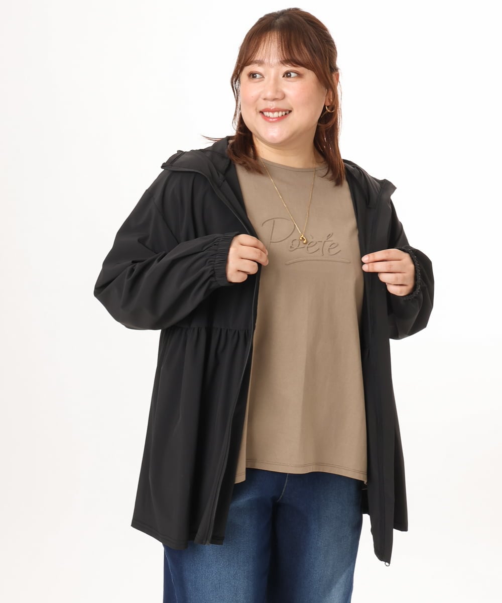 OLCGD09119 eur3(エウルキューブ) 【WEB先行販売】【大きいサイズ/機能素材アイテム】接触冷感フレアラッシュガード ブラック