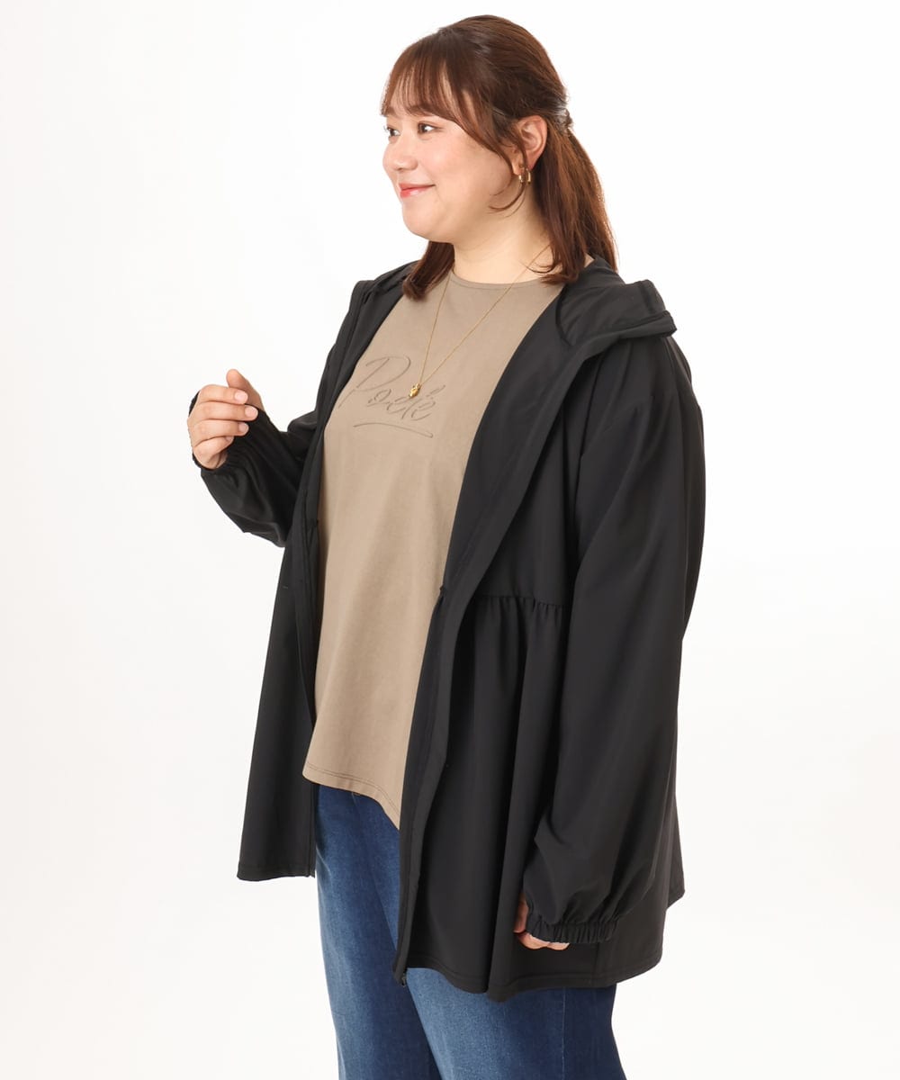OLCGD09119 eur3(エウルキューブ) 【WEB先行販売】【大きいサイズ/機能素材アイテム】接触冷感フレアラッシュガード ブラック