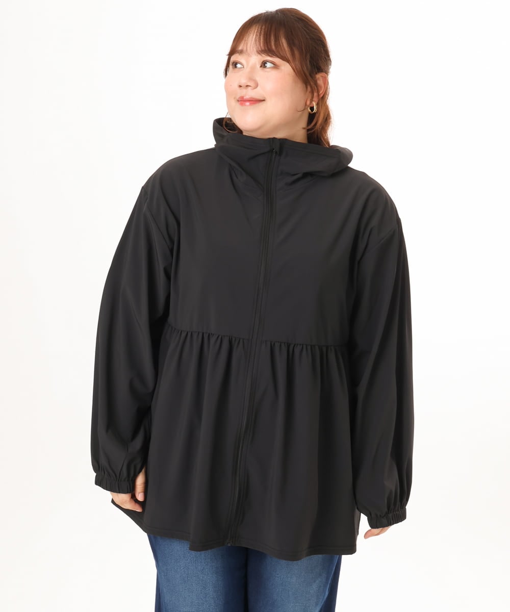 OLCGD09119 eur3(エウルキューブ) 【WEB先行販売】【大きいサイズ/機能素材アイテム】接触冷感フレアラッシュガード ブラック