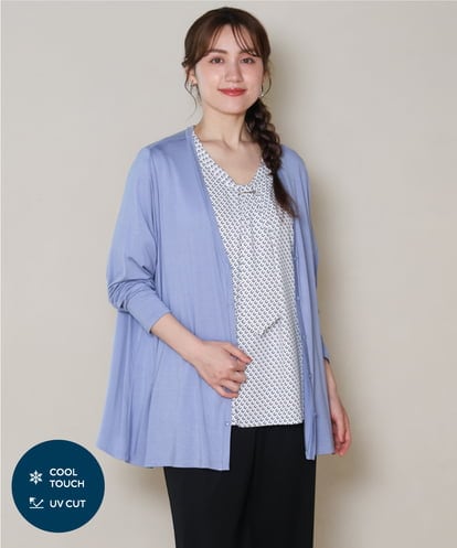 OLCGD14089 eur3 【WEB先行販売】【大きいサイズ/接触冷感/UVカット】Aライン長袖カーディガン