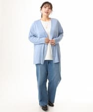 OLCGD14089 eur3(エウルキューブ) 【大きいサイズ/接触冷感/UVカット】Aライン長袖カーディガン ライトブルー