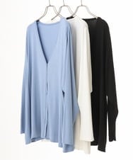 OLCGD14089 eur3(エウルキューブ) 【大きいサイズ/接触冷感/UVカット】Aライン長袖カーディガン ライトブルー