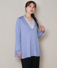 OLCGD14089 eur3(エウルキューブ) 【大きいサイズ/接触冷感/UVカット】Aライン長袖カーディガン ライトブルー