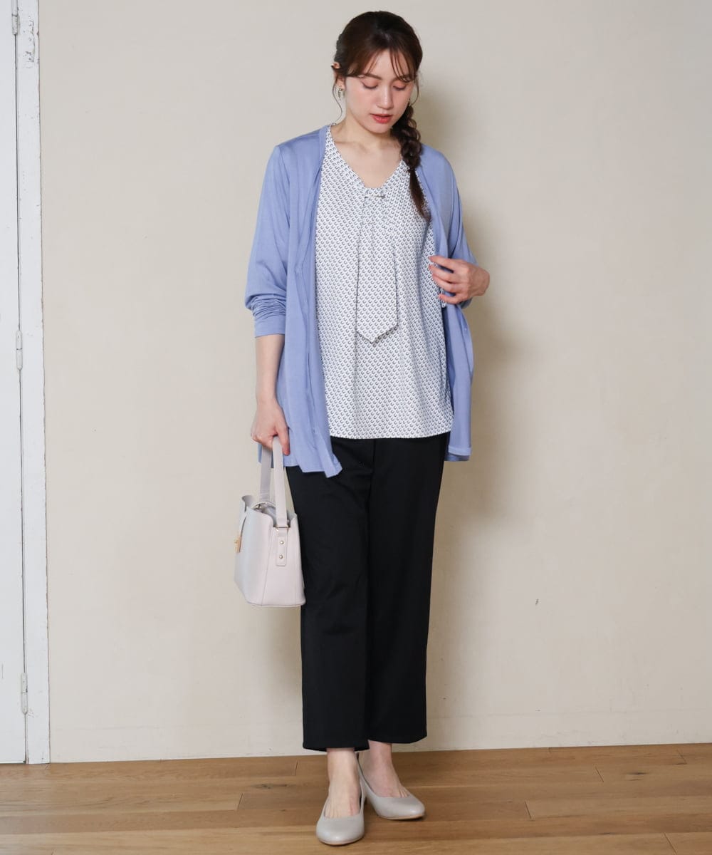 OLCGD14089 eur3(エウルキューブ) 【大きいサイズ/接触冷感/UVカット】Aライン長袖カーディガン ライトブルー