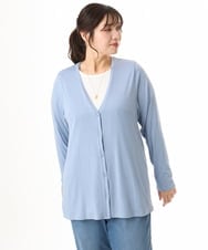 OLCGD14089 eur3(エウルキューブ) 【大きいサイズ/接触冷感/UVカット】Aライン長袖カーディガン ライトブルー