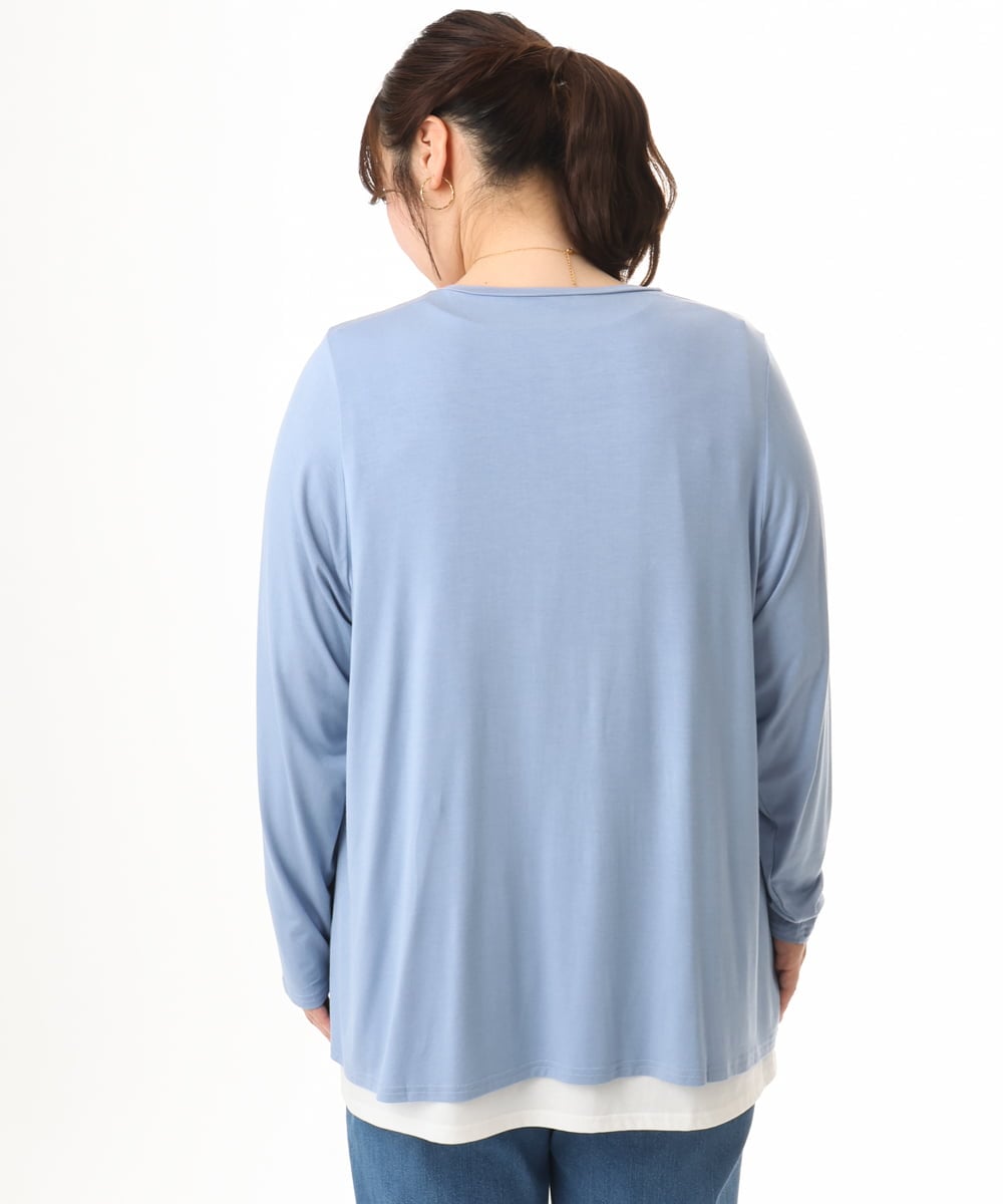 OLCGD14089 eur3(エウルキューブ) 【大きいサイズ/接触冷感/UVカット】Aライン長袖カーディガン ライトブルー