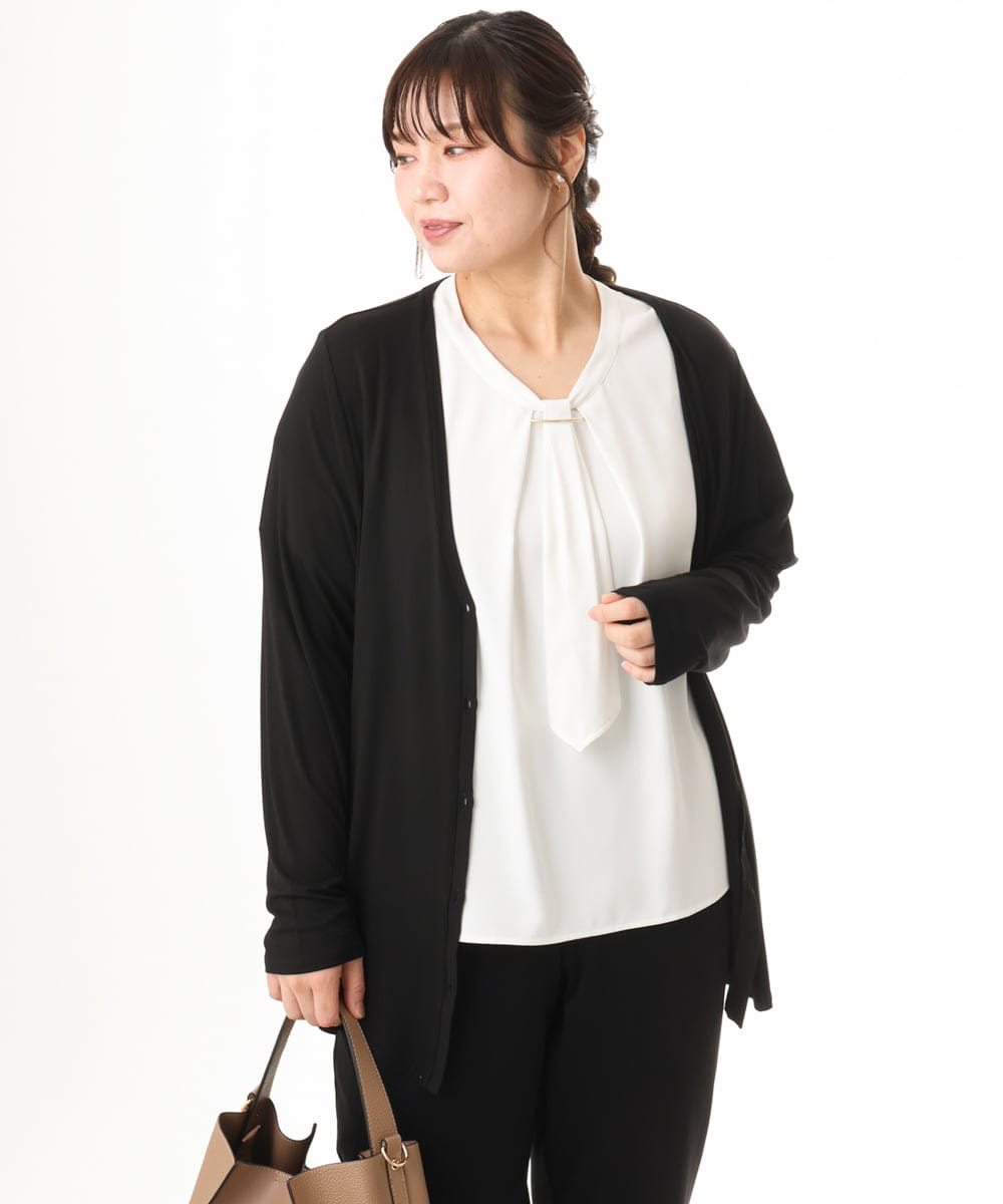 OLCGD14089 eur3(エウルキューブ) 【大きいサイズ/接触冷感/UVカット】Aライン長袖カーディガン ブラック