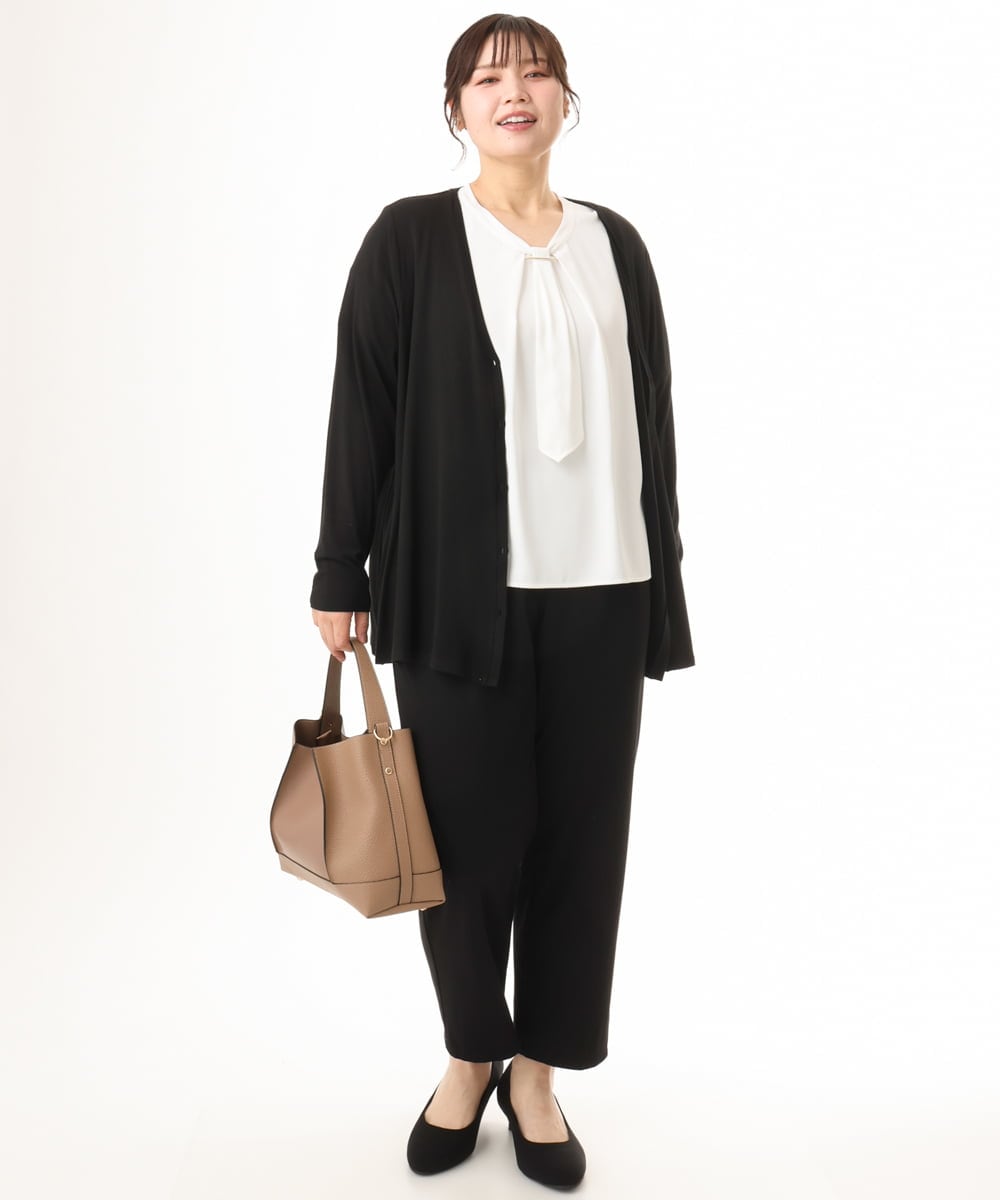 OLCGD14089 eur3(エウルキューブ) 【大きいサイズ/接触冷感/UVカット】Aライン長袖カーディガン ブラック