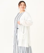 OLCGV08099 eur3(エウルキューブ) 【大きいサイズ】洗えるロングカーディガン ホワイト(90)