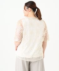 OLCGV10129 eur3(エウルキューブ) 【大きいサイズ】クロシェ風カーディガン アイボリー(80)