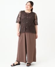 OLCGV10129 eur3(エウルキューブ) 【大きいサイズ】クロシェ風カーディガン ブラウン(87)