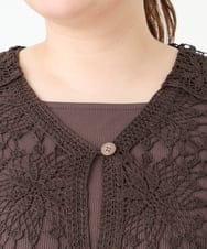 OLCGV10129 eur3(エウルキューブ) 【大きいサイズ】クロシェ風カーディガン ブラウン(87)